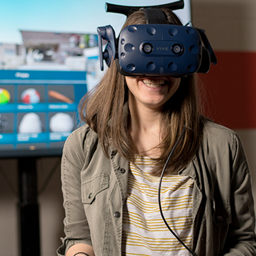 Student using a virtual reality headset