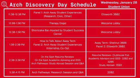 Schedule for Arch Discovery Day 